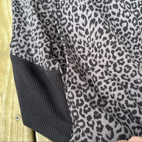 Leopard Print Asymmetrical Zip Moto Sweater Jacket Size S - Picture 7 of 9